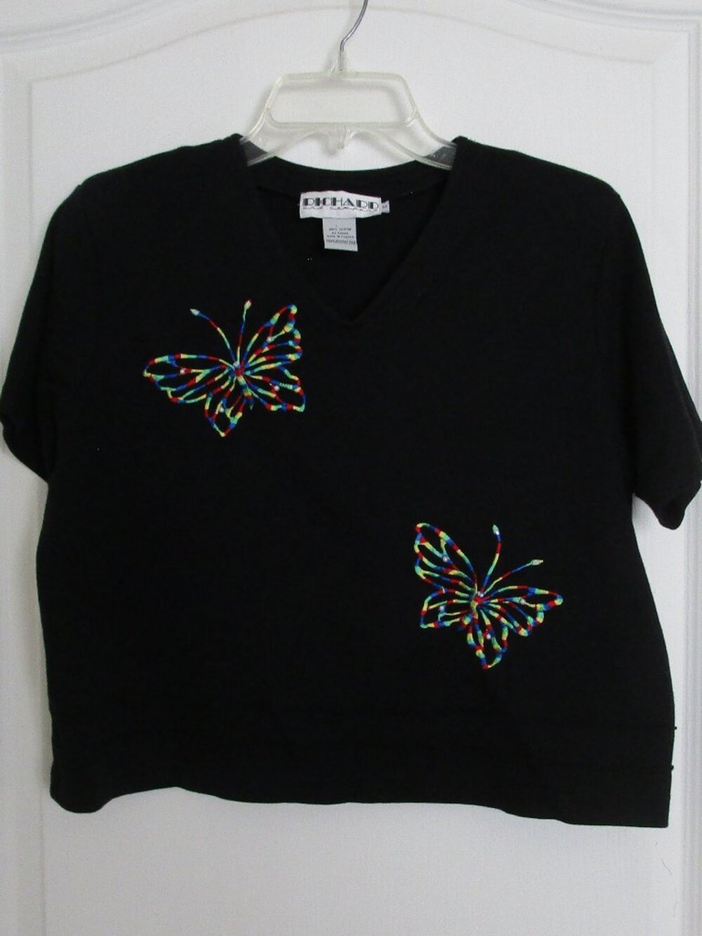 embroidered cotton cropped t-shirt